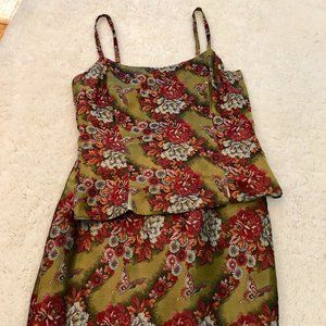 Daniel Cantu for Cantu & Castillo Couture silk damask 2 piece dress